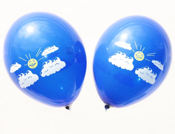 Воздушные шарики СОЛНЦЕ В ТУЧАХ пастель синяя шелкография 12"(30 см)  ТМ Gemar