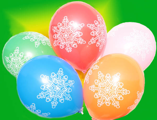 Воздушные шарики Снежинка Большая пастель ассорти шелкография 12"(30 см)  ТМ Gemar