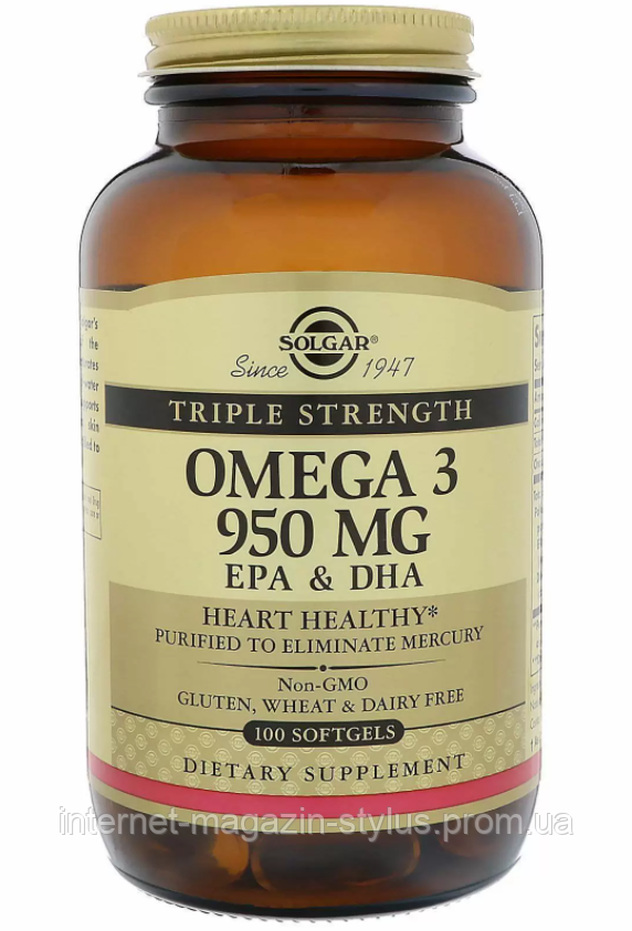 Solgar Solgar Omega-3 Epa & DHA, Triple Strength, 950 mg, 100 Softgels Омега-3 ЭПК и докозагексановая кислота
Solgar Solgar Omega-3 Epa & DHA, Triple Strength, 950 mg, 100 Softgels Омега-3 ЭПК и докозагексановая кислота