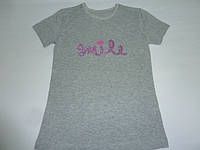 Серая футболка с пайетками Smile, фото 1