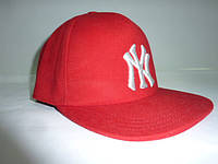 Красная кепка NY с прямым козырьком , фото 1