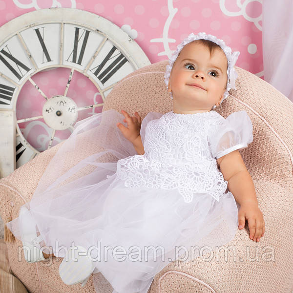 Нарядное платье Глафира от Miminobaby белое от 12 до 18 месяцев