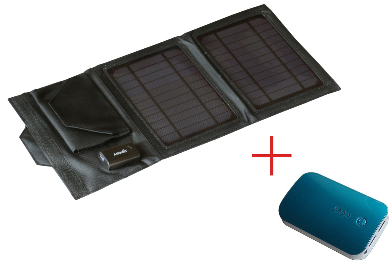 Зарядный солнечный комплект для туризма A7 с аккумулятором