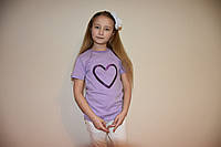Сиреневая футболка сердечком, фото 1