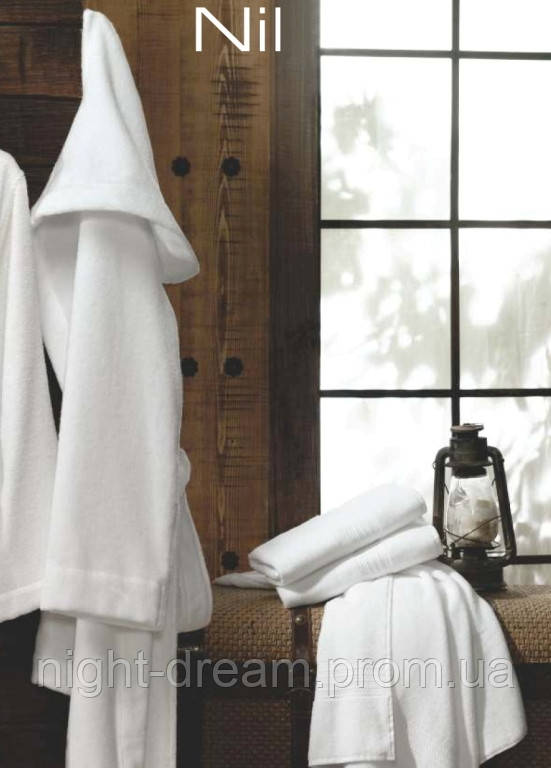 Короткий махровый халат с капюшоном Eke Home NIL white L/XL
