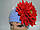 Шапочка голубая с красной хризантемой, фото 2