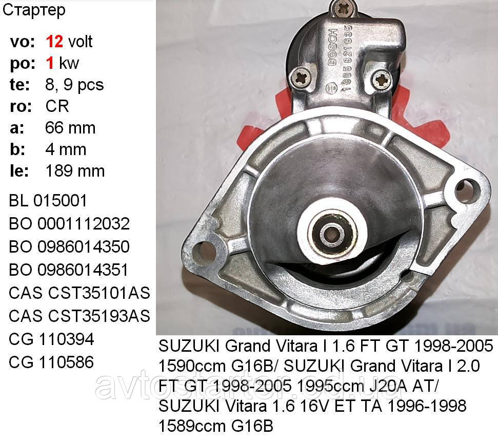 Стартер реставрация оригинал BOSCH SUZUKI Grand Vitara, Jimny, Samurai, SJ 413, Vitara, X-90, 1.3, 1.6
Стартер реставрация оригинал BOSCH SUZUKI Grand Vitara, Jimny, Samurai, SJ 413, Vitara, X-90, 1.3, 1.6