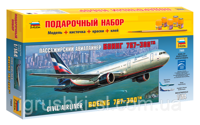 Подарочный набор сборная модель Zvezda (1:144) Пассажирский авиалайнер Боинг 767-300
Подарочный набор сборная модель Zvezda (1:144) Пассажирский авиалайнер Боинг 767-300