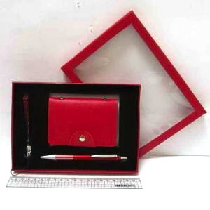 Набор подарочный "Printer's Magenta" ручка, визитница и брелок красного цвета