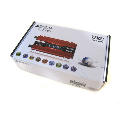 Преобразователь UKC авто инвертор 12V-220V 1000W LCD KC-1000D