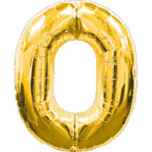 Воздушные шары оптом. Шар фольгированный золотой, цифра "0"