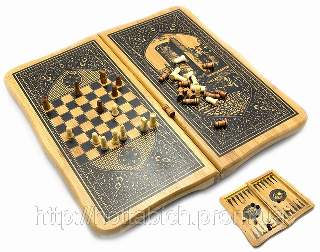 Нарды с шахматами бамбуковые код 23314