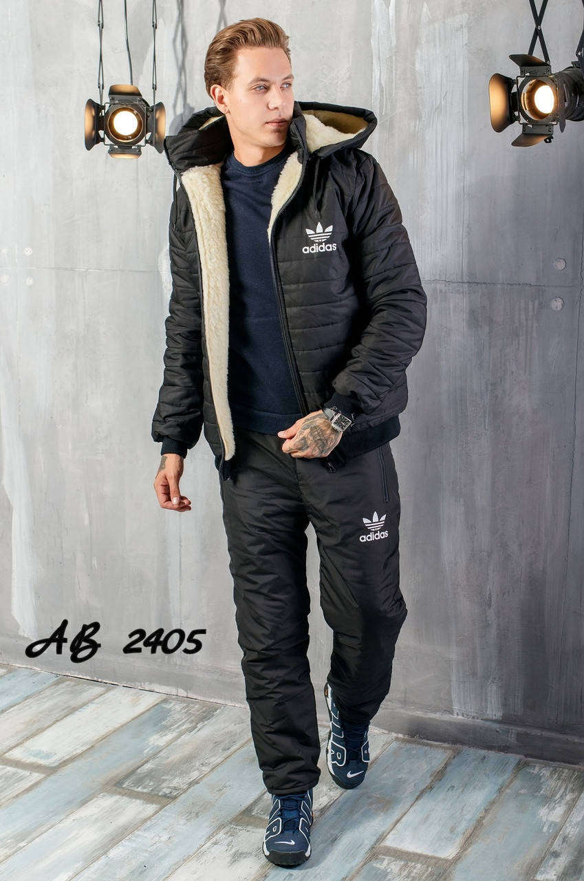 Тёплый зимний спортивный мужской костюм adidas штаны куртка на овчине с капюшоном чёрный 48 50 52 54, Разные цвета
Тёплый зимний спортивный мужской костюм adidas штаны куртка на овчине с капюшоном чёрный 48 50 52 54, Разные цвета