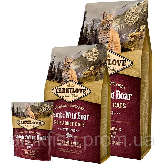 Carnilove Lamb and Wild Boar for Sterilised Cats корм c ягненком и диким кабаном для взрослых стерилизованных
Carnilove Lamb and Wild Boar for Sterilised Cats корм c ягненком и диким кабаном для взрослых стерилизованных
