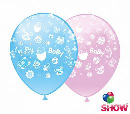 Воздушные шарики Happy Birthday розовый и голубой , шелкография 12" (30 см)  ТМ Show