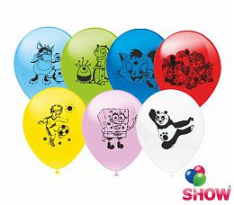 Воздушные шарики Мультяшки группа-2 шелкография микс 12" (30 см)  ТМ Show