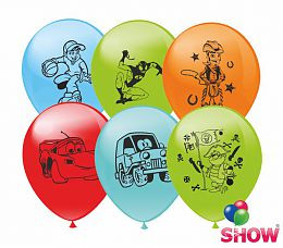 Воздушные шарики Мультяшки группа-3 для мальчиков шелкография микс 12" (30 см)  ТМ Show