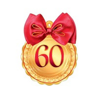 Медаль юбилейная " 60 лет " бумажная большая ( 20 штук )