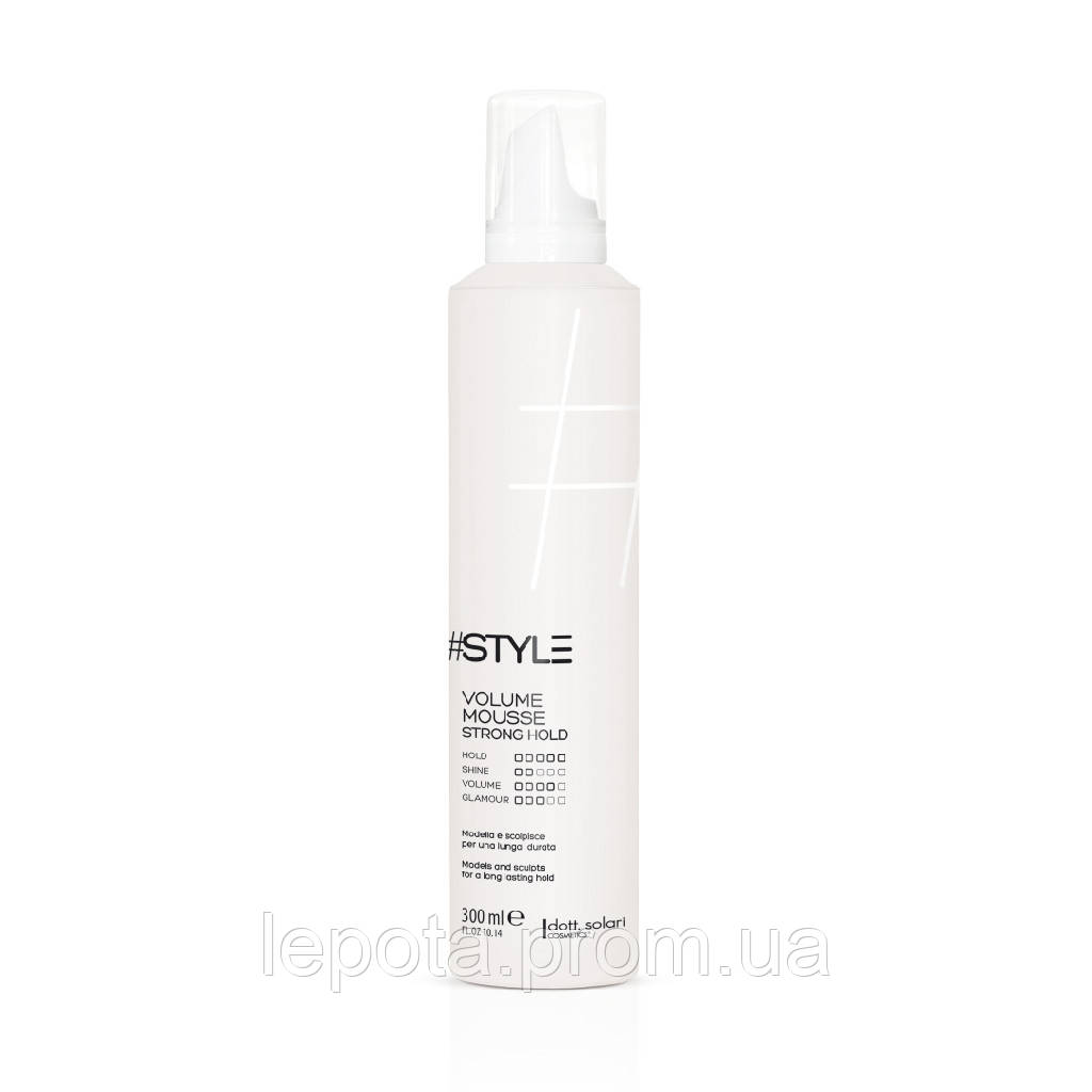 Мусс для объема сильной фиксации Dott. Solari Style Volume Mousse Strong Hold 300 ml
Мусс для объема сильной фиксации Dott. Solari Style Volume Mousse Strong Hold 300 ml