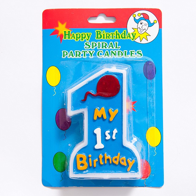 Свеча цифра на торт "Первый годик" для мальчика