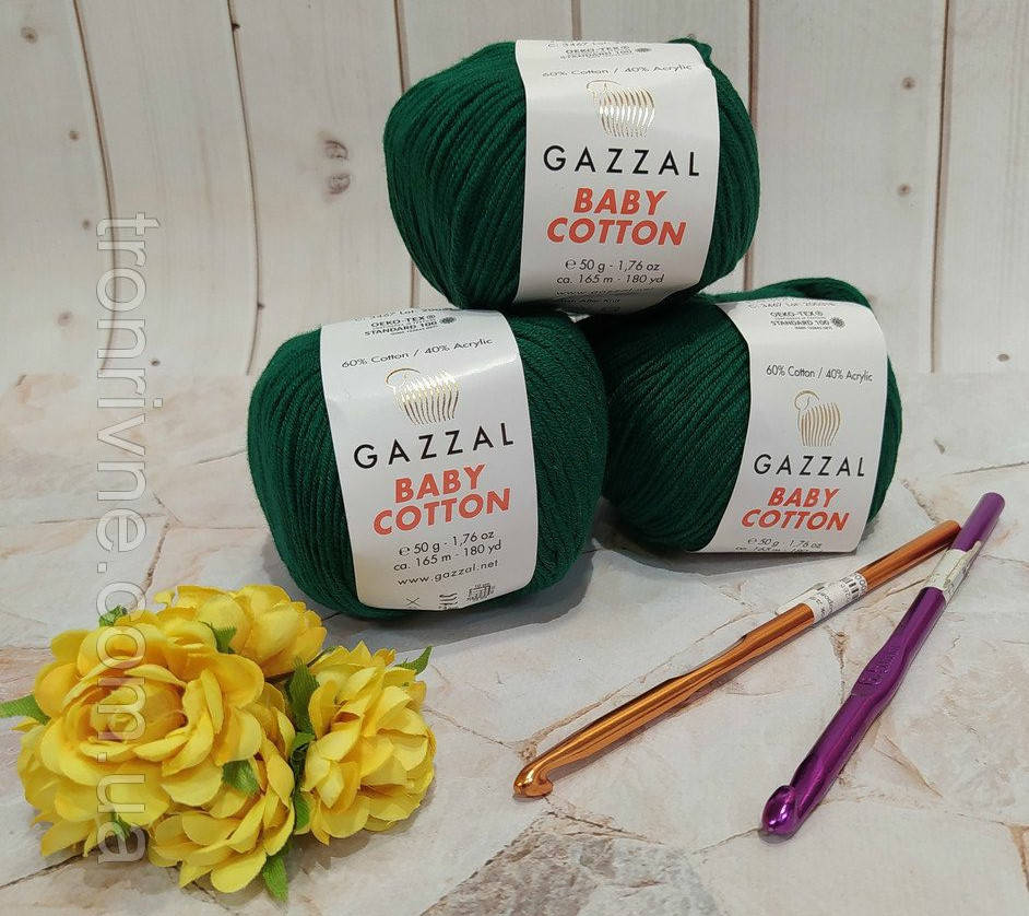 Пряжа для вязания Gazzal baby cotton. 50 г. 165 м. Цвет - темный зеленый бутылочный, Зелёный
Пряжа для вязания Gazzal baby cotton. 50 г. 165 м. Цвет - темный зеленый бутылочный, Зелёный