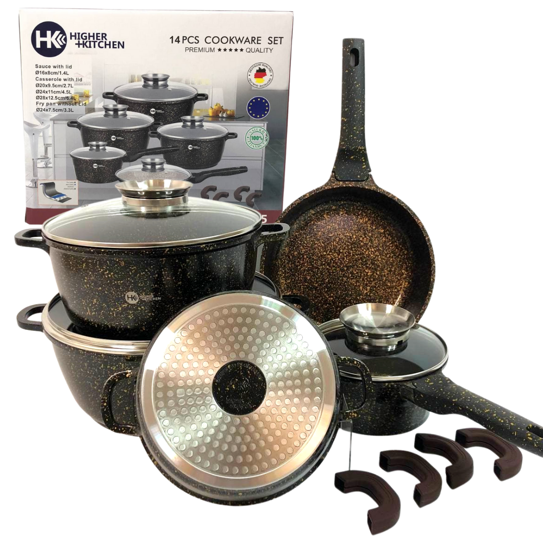 Набор посуды с гранитным покрытием Higher Kitchen HK-305, Набор кастрюль казанов и сковорода для индукции, Коричневый
Набор посуды с гранитным покрытием Higher Kitchen HK-305, Набор кастрюль казанов и сковорода для индукции, Коричневый