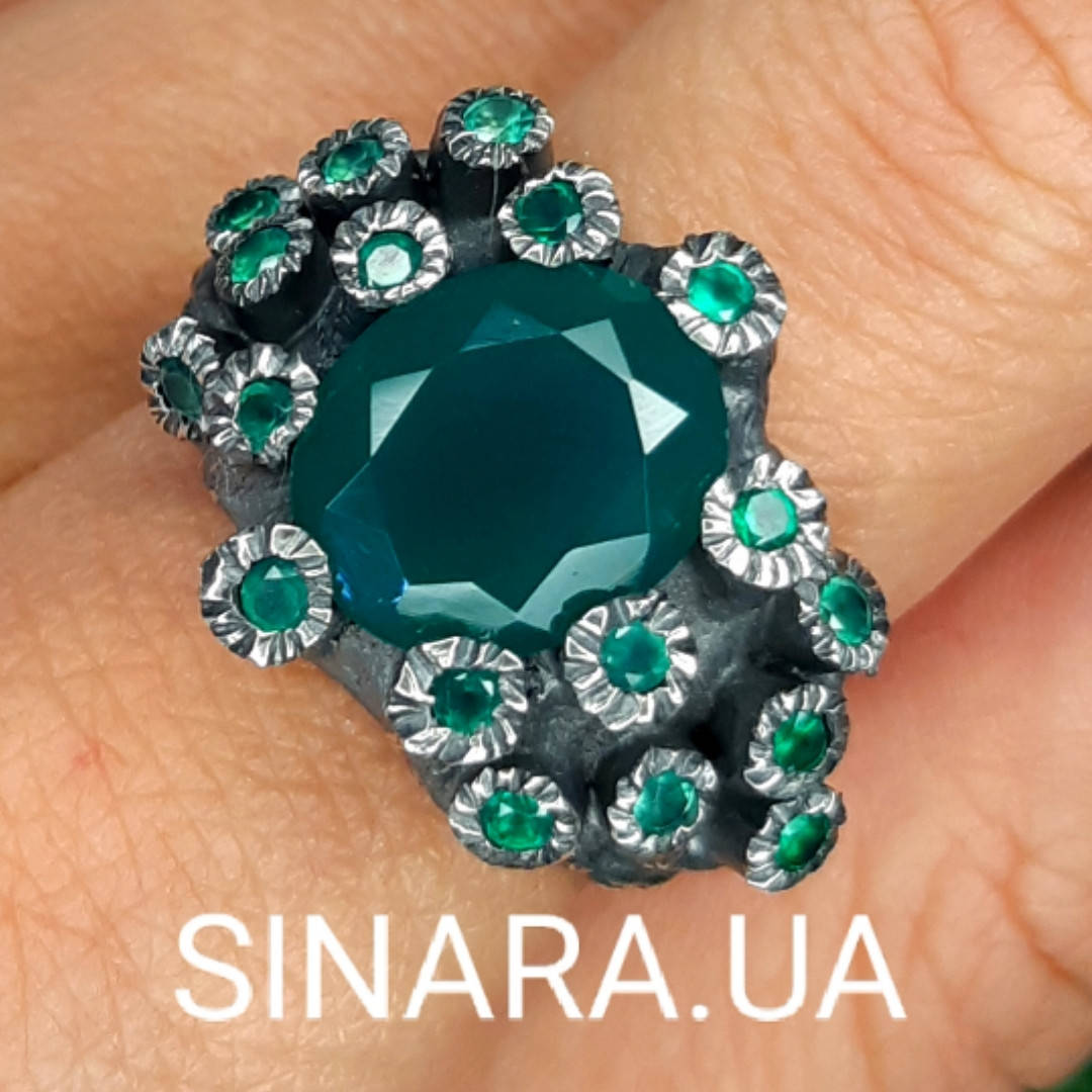 Дизайнерское серебряное кольцо с натуральным зеленым ониксом 6.5ct - Эксклюзивное кольцо с ониксом серебро 925
Дизайнерское серебряное кольцо с натуральным зеленым ониксом 6.5ct - Эксклюзивное кольцо с ониксом серебро 925