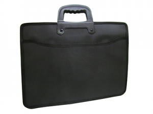 

Папка-портфель для документов А4 2 отделения на молнии с карманом черная пластик А-42 № YC602B, Черный
