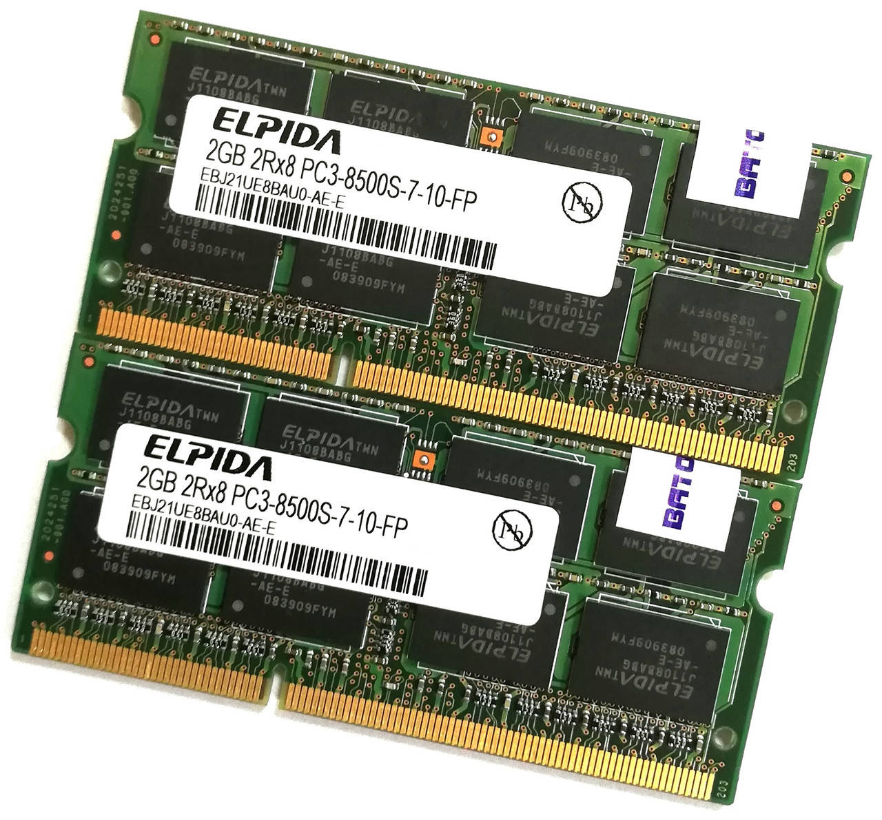 Пара оперативной памяти для ноутбука Elpida DDR3 4Gb (2Gb+2Gb) 1066MHz 8500s 2R8 CL7 (EBJ21UE8BAU0-AE-E) Б/У
Пара оперативной памяти для ноутбука Elpida DDR3 4Gb (2Gb+2Gb) 1066MHz 8500s 2R8 CL7 (EBJ21UE8BAU0-AE-E) Б/У