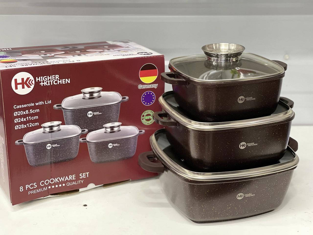 Набор кухонной посуды с мраморным покрытием 6 предметов HIGHER KITCHEN квадратные кастрюли-казаны Шоколад, Коричневый
Набор кухонной посуды с мраморным покрытием 6 предметов HIGHER KITCHEN квадратные кастрюли-казаны Шоколад, Коричневый