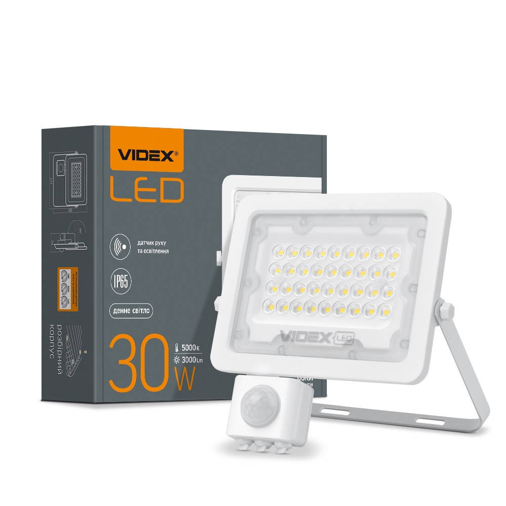 

LED прожектор VIDEX F2e 30W 5000K с датчиком движения и освещенности