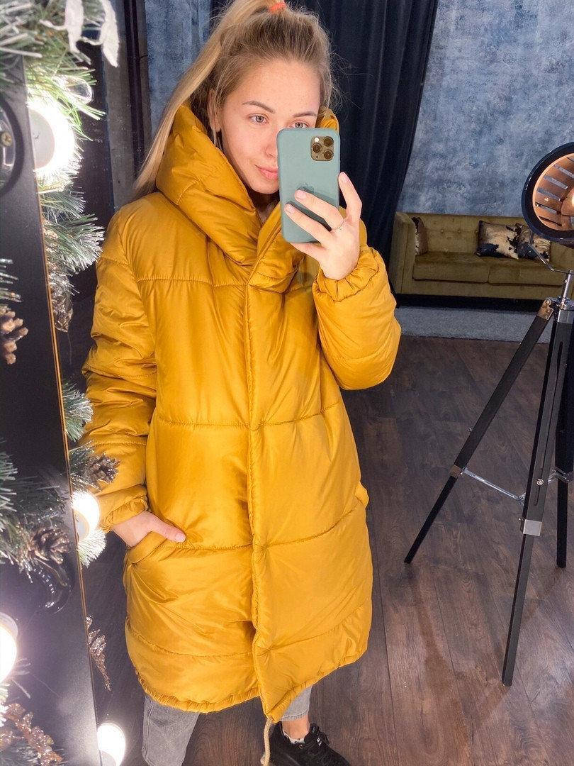 

Женская зимняя куртка «Зефирка» силикон 300 новинка 2019 цвет горчичный.