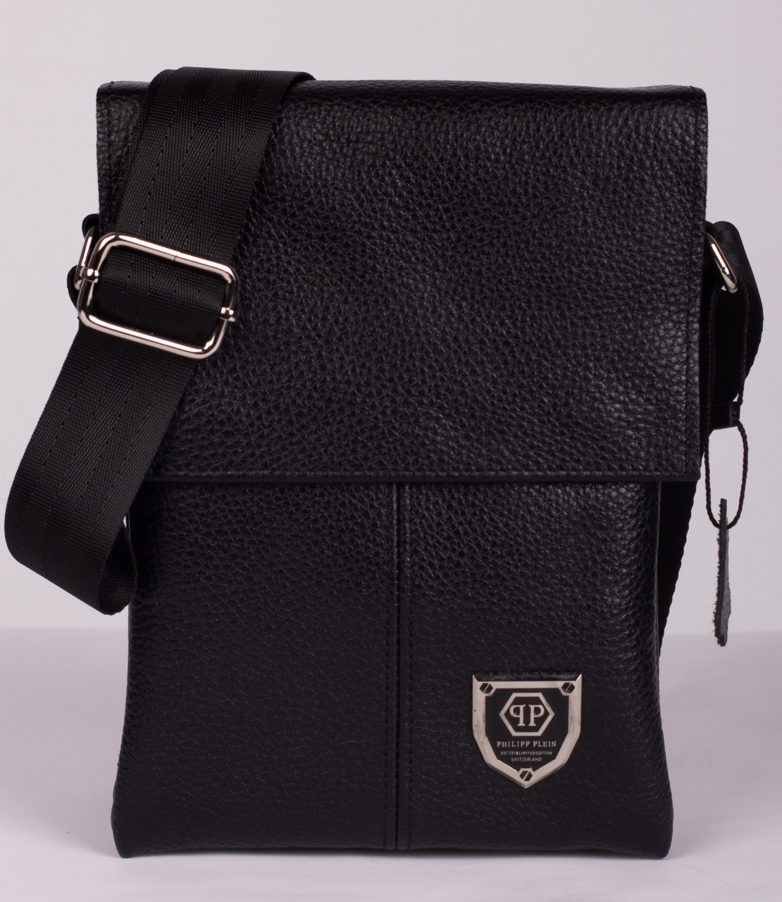

Кожаная мужская сумка в стиле Philipp Plein 21*16, Черный