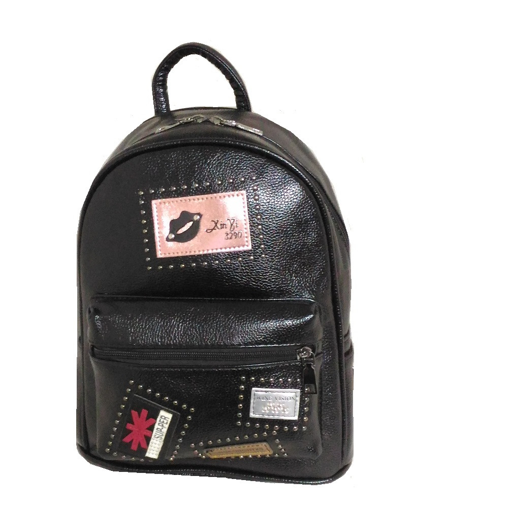 Рюкзак городской подростковый эко кожа маленький черный GS120-1