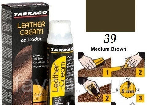 

Водоотталкивающий обувной крем Tarrago Leather Cream (тюбик с губкой 75ml) Средне-коричневый