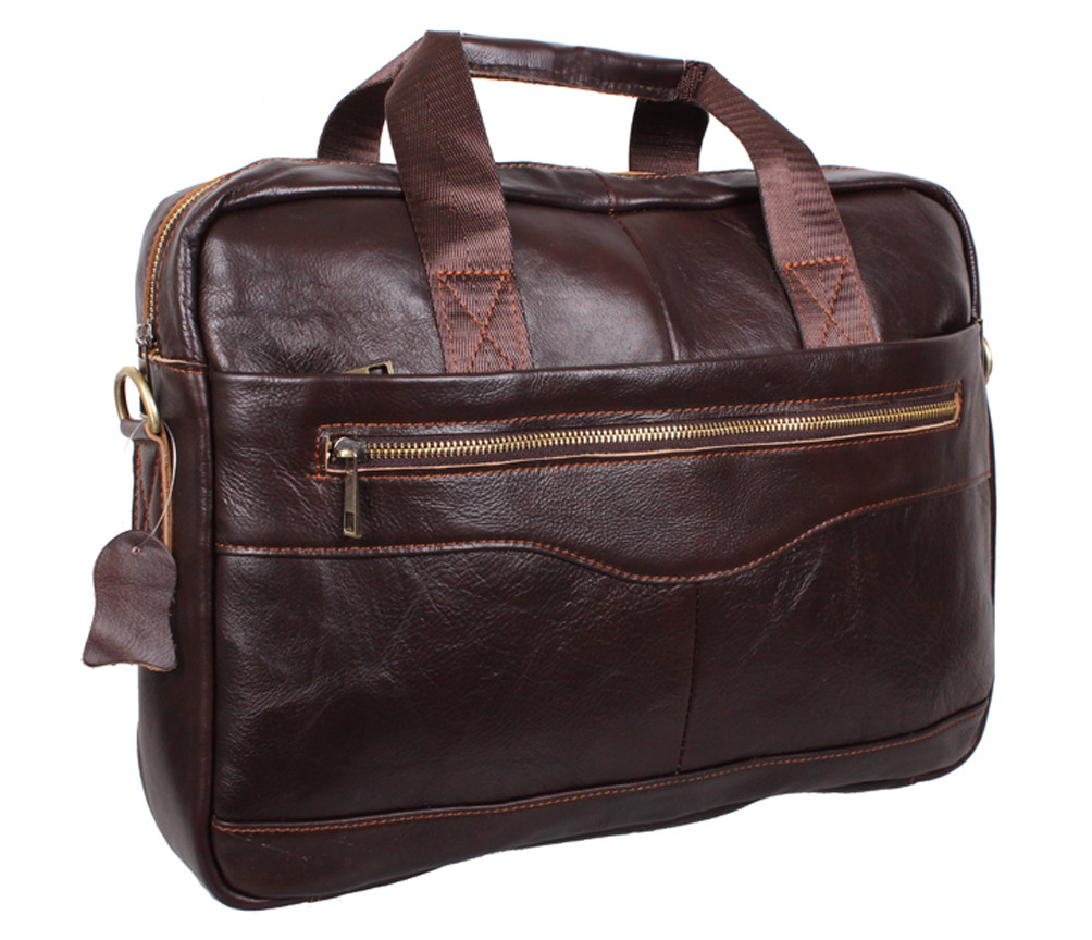 Мужская кожаная сумка-портфель для ноутбука коричневаяНет в наличии