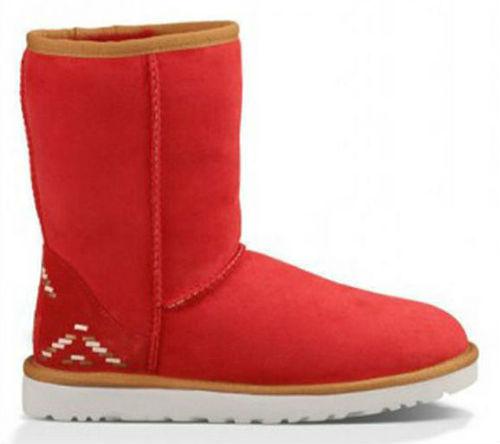 

UGG Classic Short Rustic Weave Red | полностью натуральные; красные угг; женские