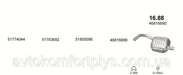 

Глушитель (выхлопная система) ALFA ROMEO 147 1.9 JTD (1910см3) турбодизель (2000-2010гг) (Альфа Ромео)