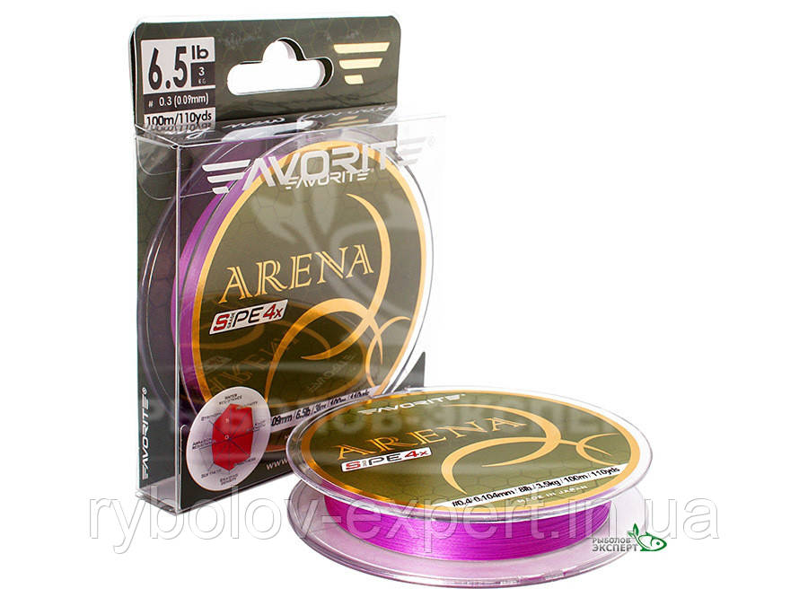

Шнур Favorite Arena PE 4x 100м (purple) #0.4/0,104мм 3,5кг