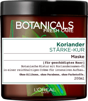 

Питательная маска для поврежденных волос L’Oréal Botanicals Fresh Care Koriander Stärke-Kur, 200 ml.