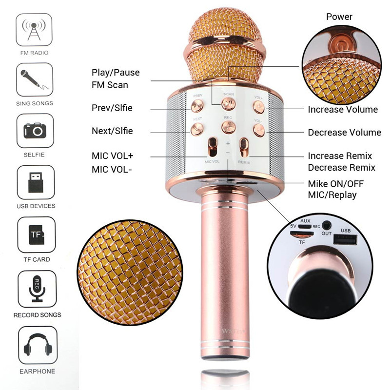 Беспроводной Bluetooth микрофон для караоке KTV-858