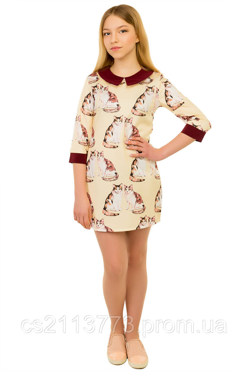 Оригинальное Платье свободного кроя, украшенное стильным принтом для девочки 134-152р