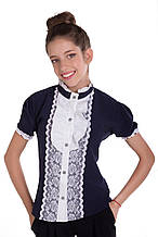 Элегантная школьная блуза приталенного силуэта для девочки 128-140р 