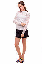 Витончена шкільна блузка з довгим рукавом для дівчинки 128-146р