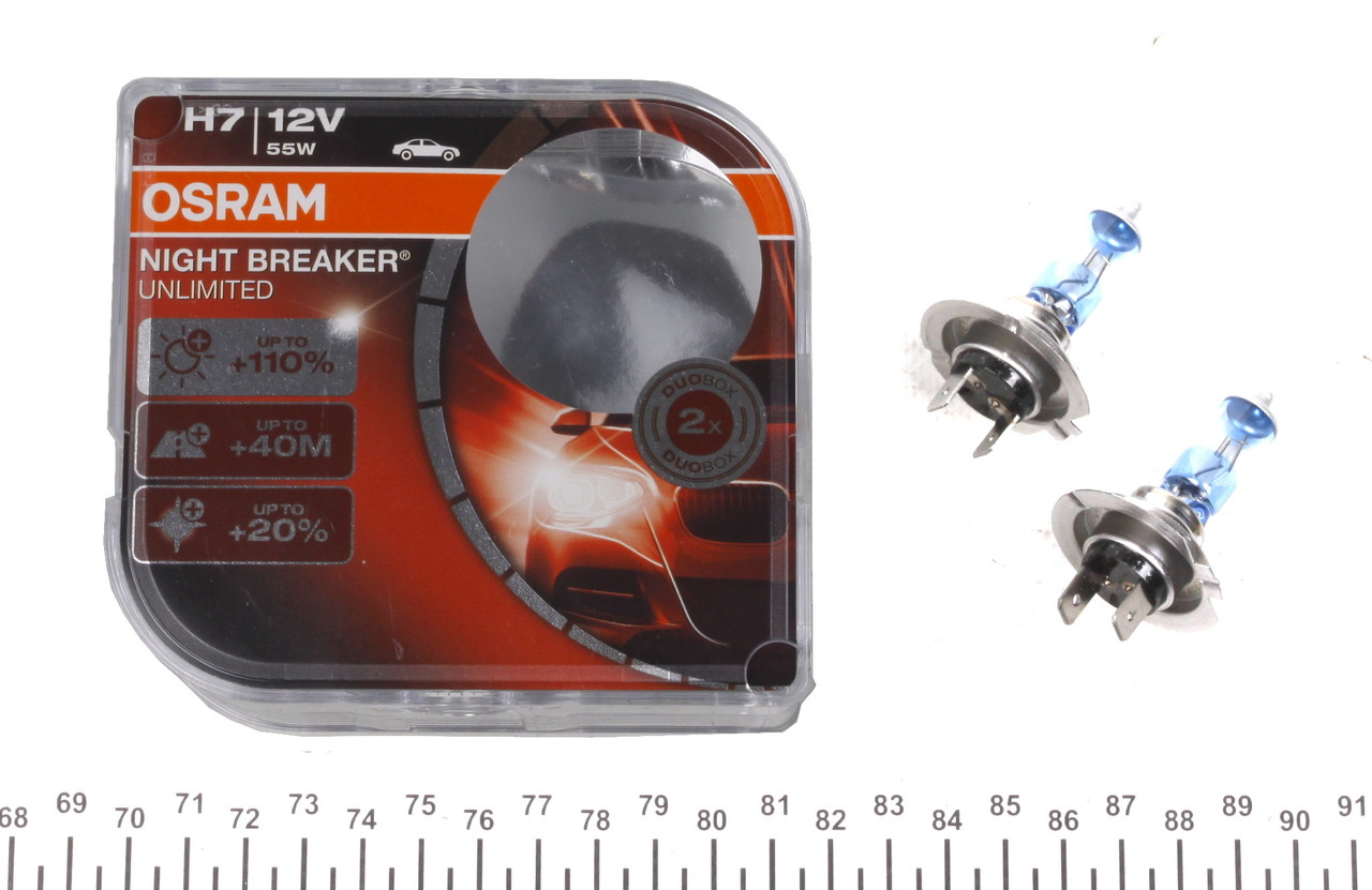 

Osram H7 night breaker unlimited + 110, 12v 55w, комплект ламп Н7 - Германия