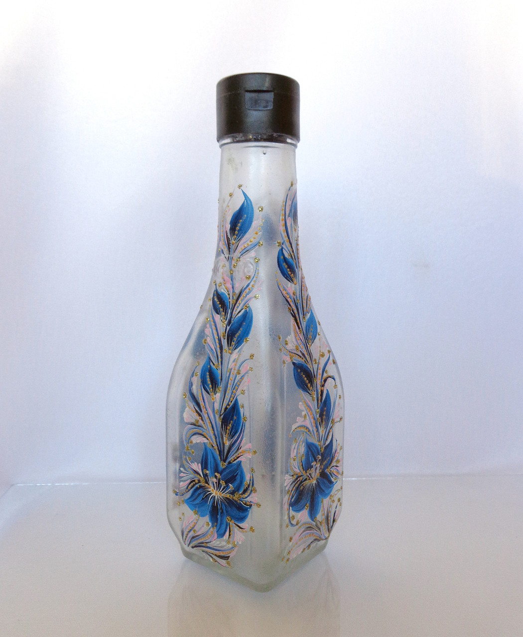 Декоративна пляшка з ручним розписом "Квітуче дерево" -купити-в інтернет-магазині AnnaRose