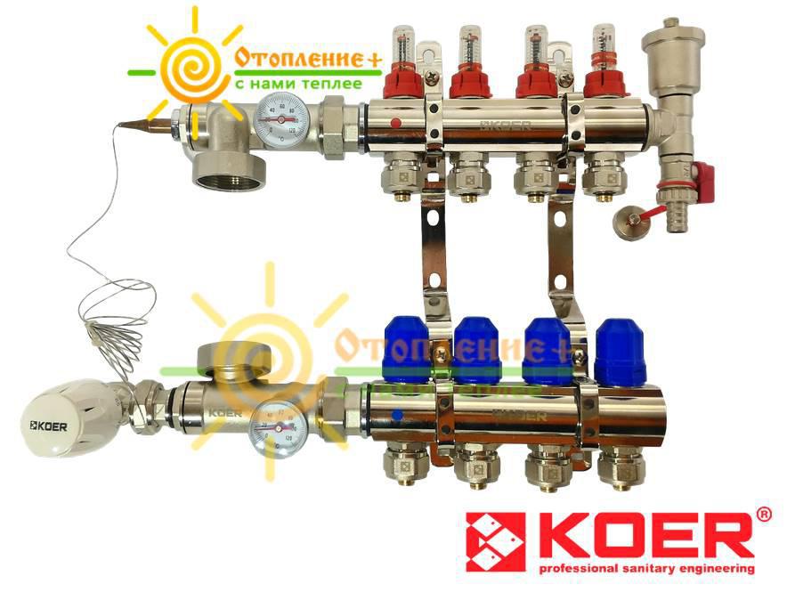 

Коллектор теплого пола с расходомерами в сборе KOER на 10 контуров