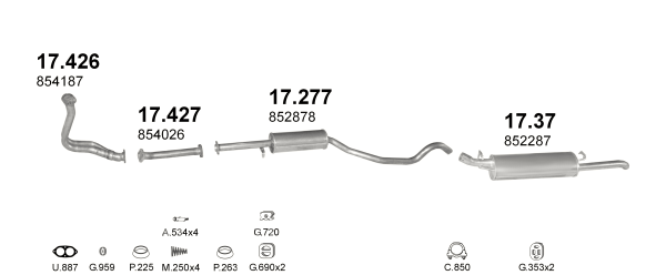 

Глушитель (выхлопная система) OPEL VECTRA A 1.7D (1699 см3) (88-92гг) дизель (Опель Вектра) седан