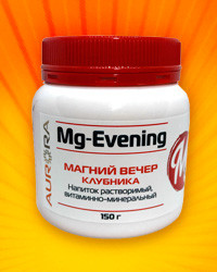 Магний-Вечер, напиток растворимый витаминно-минеральный (клубника) 150г