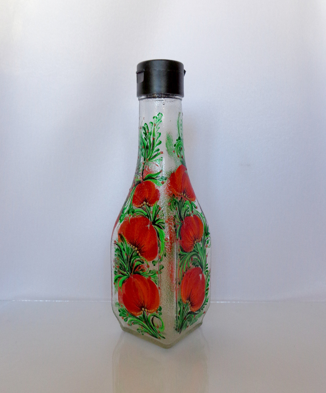 Декоративна пляшка з авторським розписом "Аленький цветочек" -купити-в інтернет-магазині AnnaRose